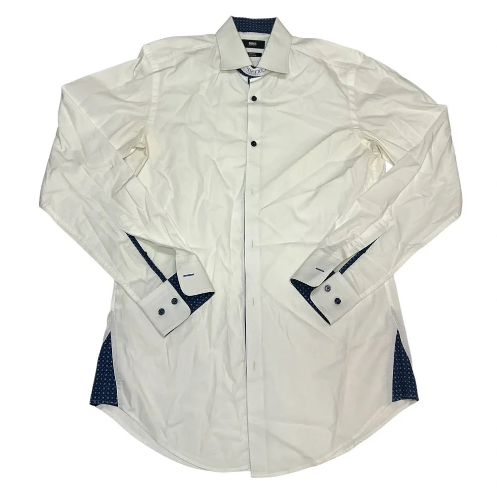 Hugo Boss White Dress Shirt with Navy Contrast - Picture 1 of 10